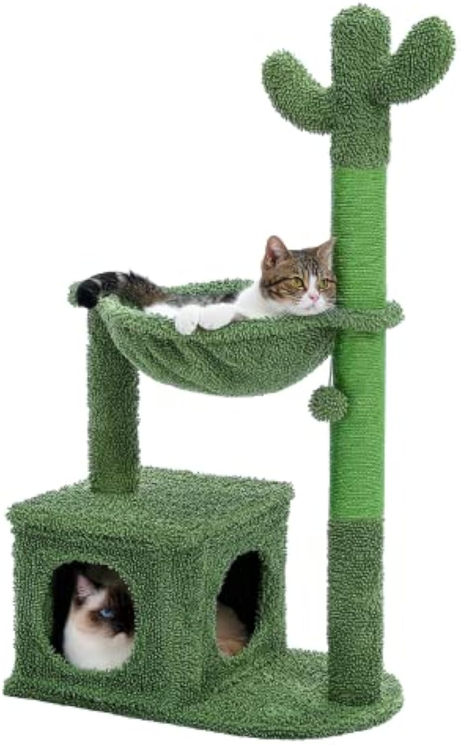 Cactus Cat Tree with Hammock & Scratching Posts – Cozy Condo for Indoor Cats