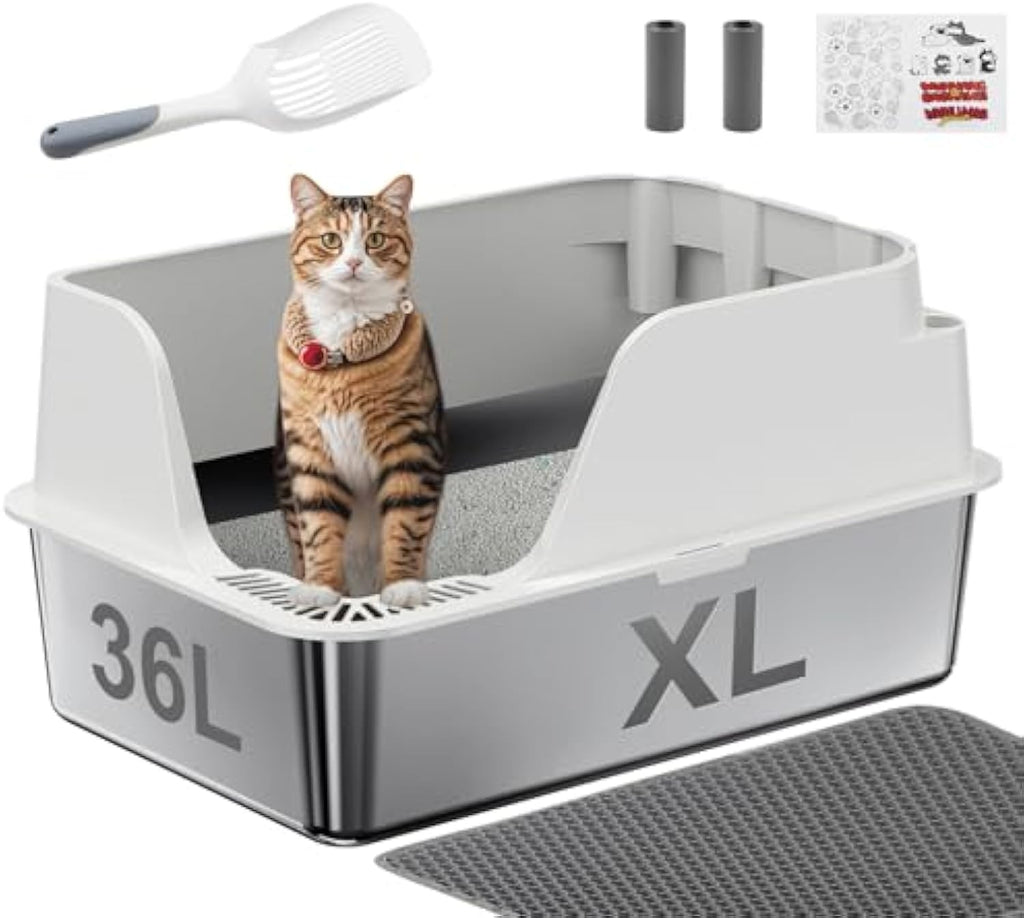 XL Enclosed Stainless Steel Cat Litter Box – Anti-Leak, Odor-Free & Easy Cleaning
