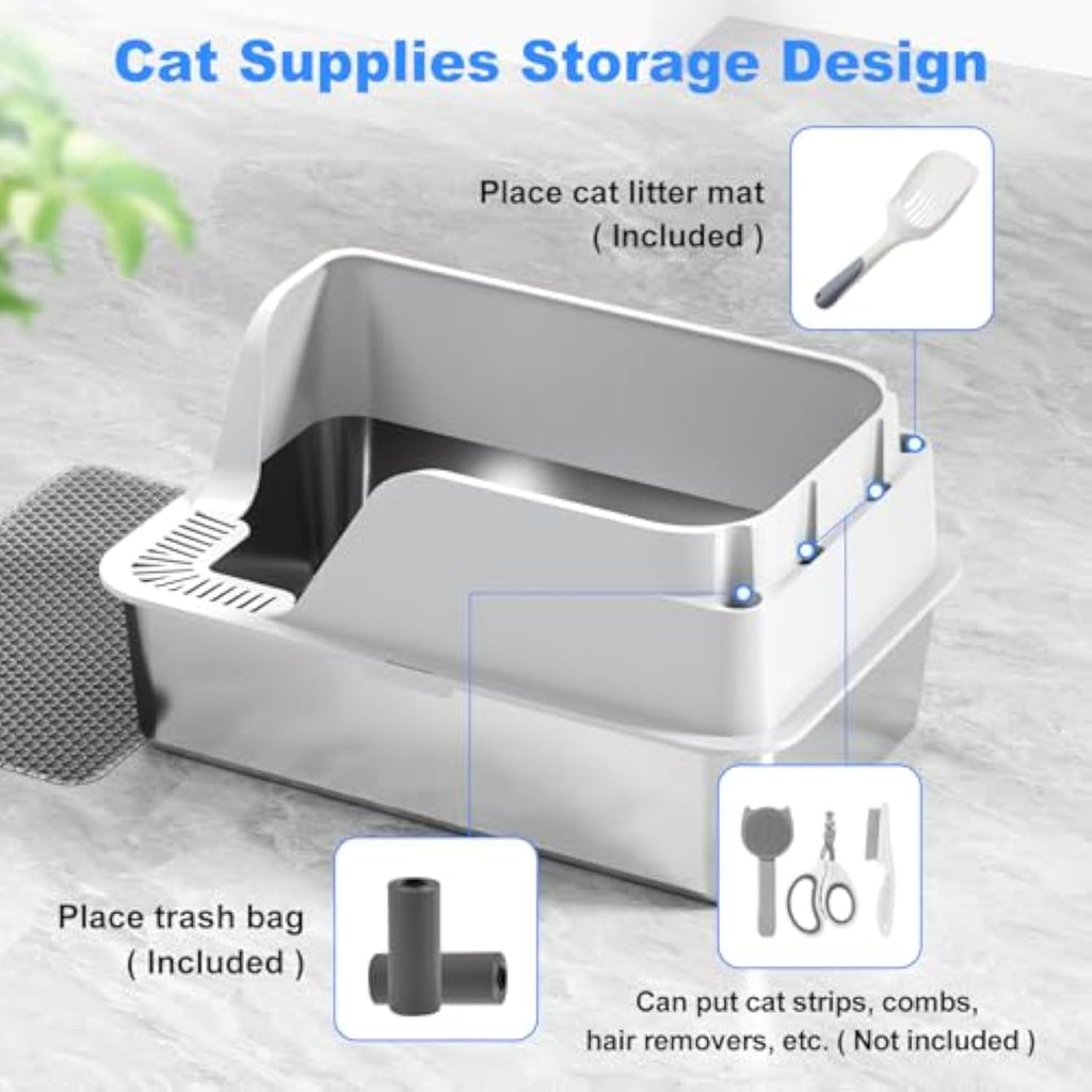 XL Enclosed Stainless Steel Cat Litter Box – Anti-Leak, Odor-Free & Easy Cleaning