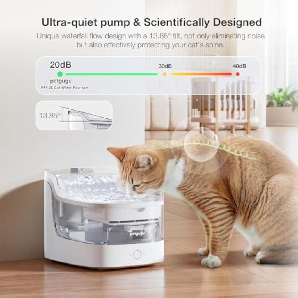 2L Smart Cat Water Fountain with Wireless Pump & 8-Layer Filtration | App-Controlled Automatic Pet Dispenser