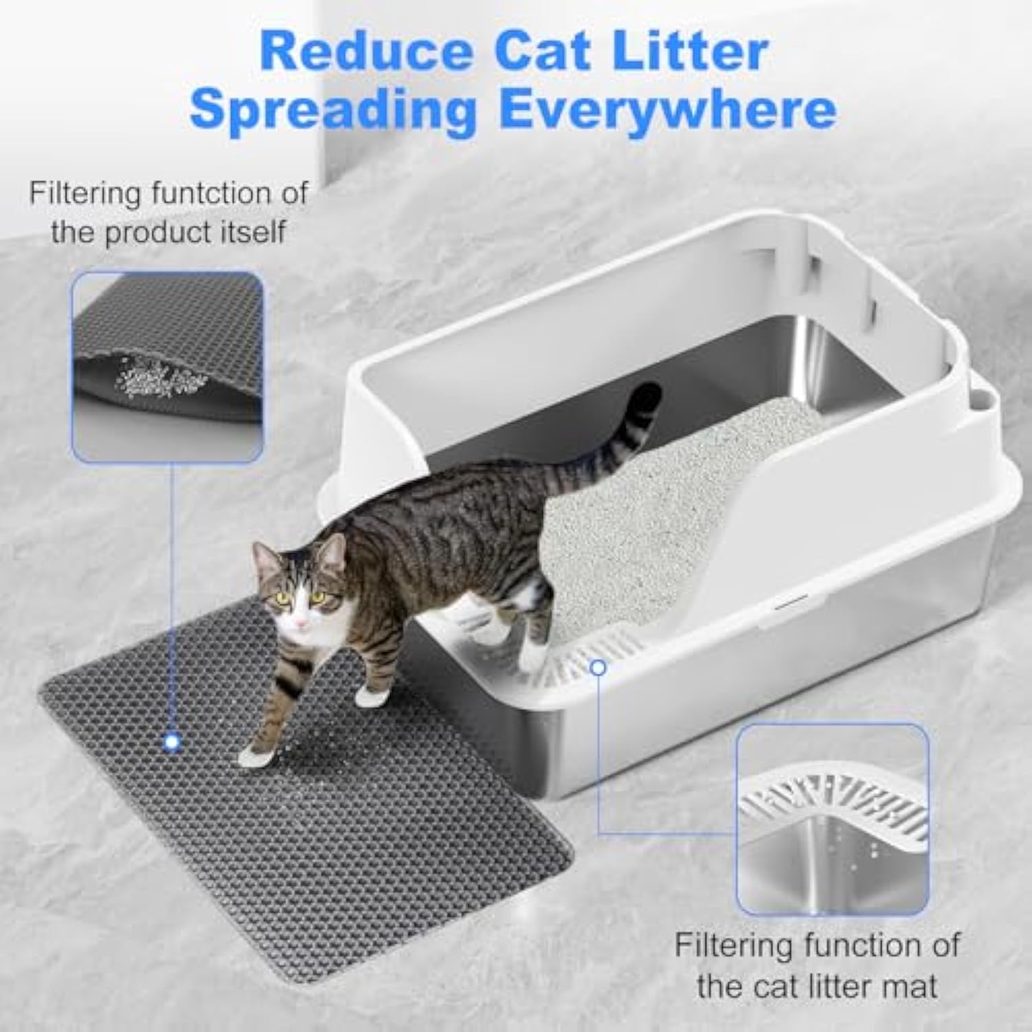 XL Enclosed Stainless Steel Cat Litter Box – Anti-Leak, Odor-Free & Easy Cleaning